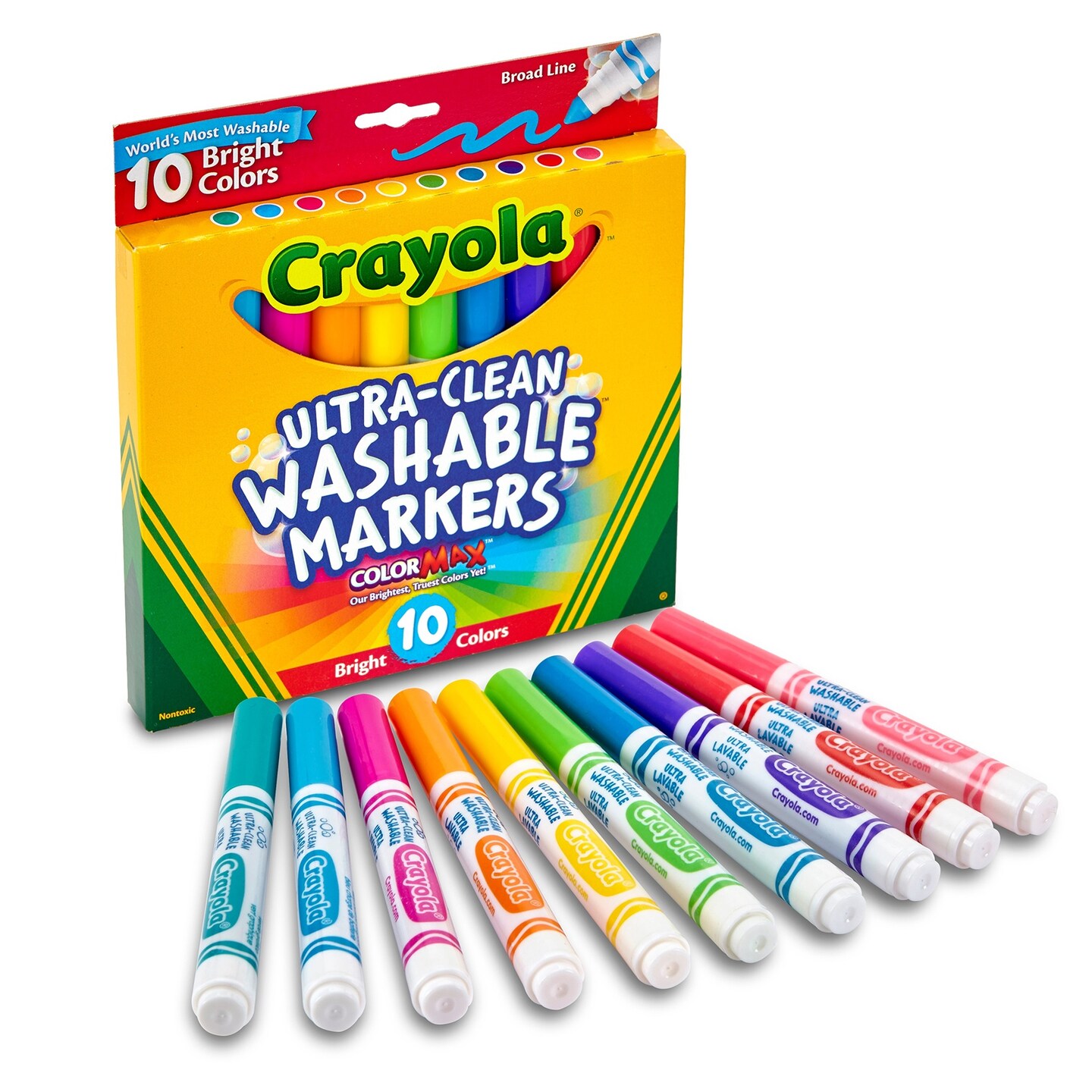 Crayola Ultra-Clean Color Max Broad Washable Markers 10/Pkg-Bright Colors