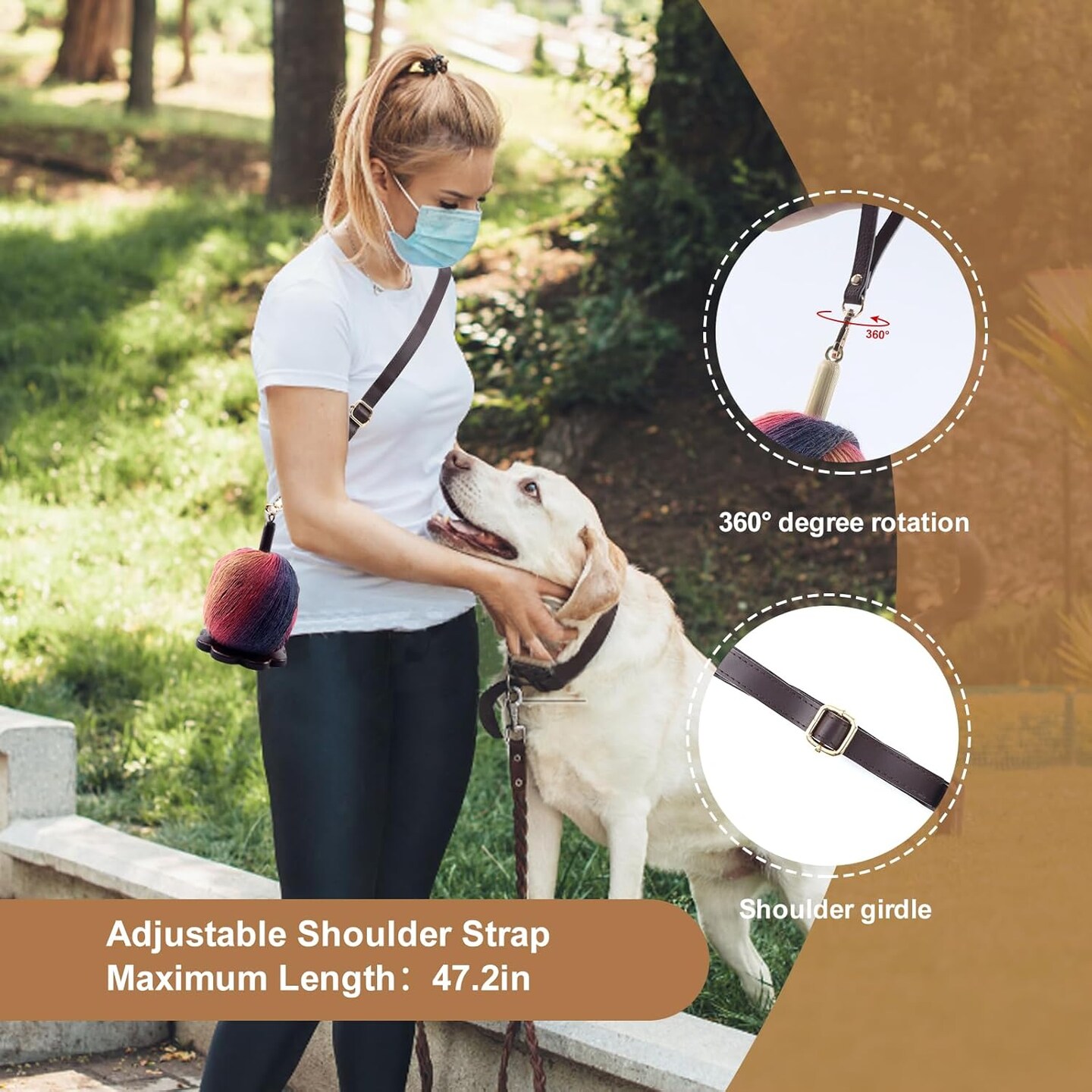 Portable Wrist Yarn Holder for Crocheting Wooden Yarn Ball Holder (Log Color)