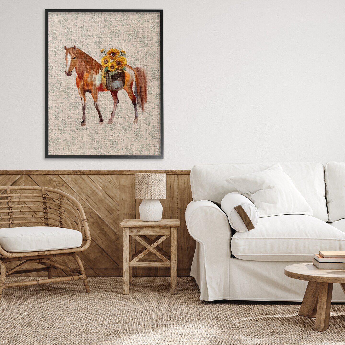 Stupell Industries Cottage Horse with Florals Framed Giclee, design by Yen