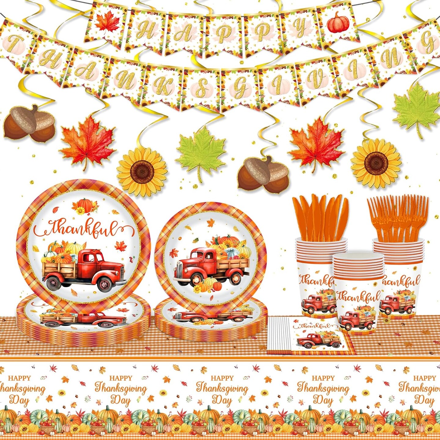 132Pcs Thanksgiving Party Plates(9 x 9 x 1 inches)