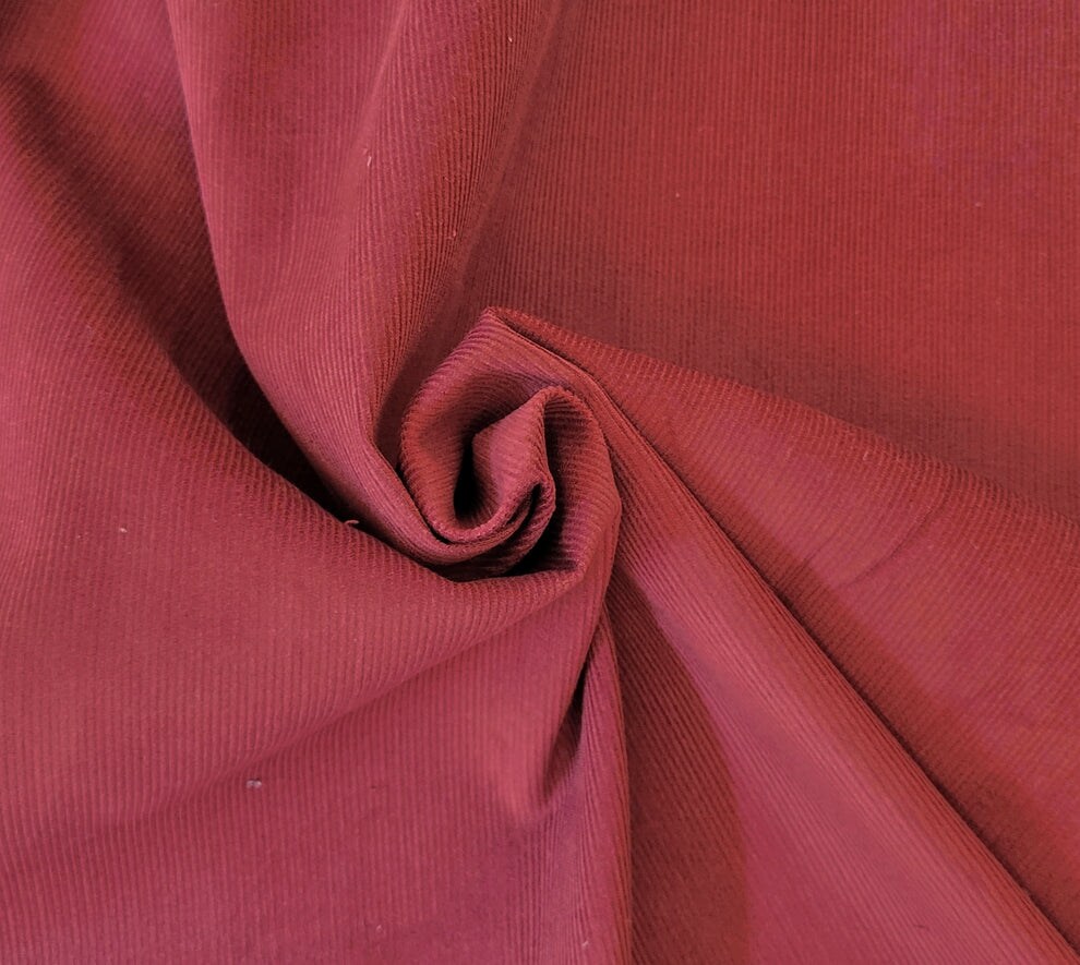 1 Yard Burgundy 100% Cotton Corduroy 16 Wale Soft Durable Textured Material Fabric