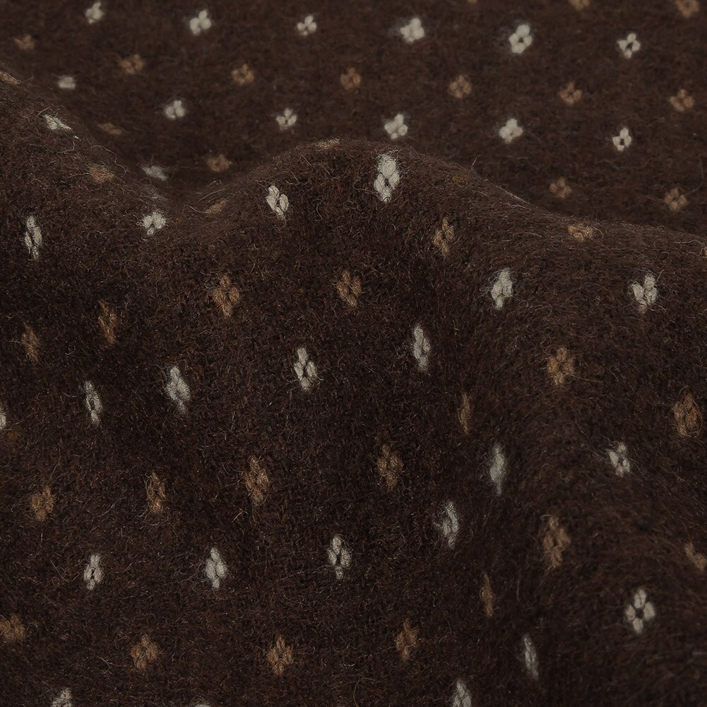 1 Yard Brown Otter and Sugar Swizzle Diamonds Brushed Blended Cotton Jacquard