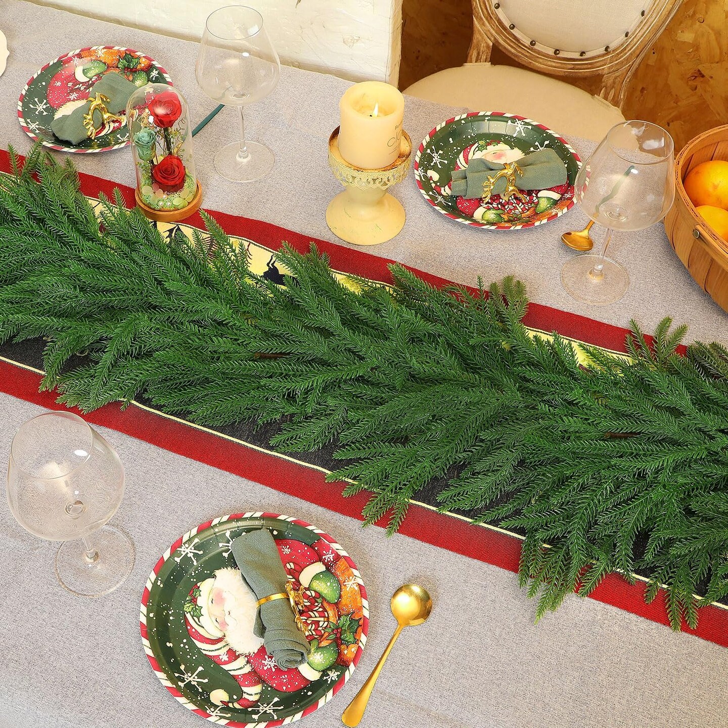 6 Ft 2 Pcs Artificial Norfolk Pine Garland (Green)