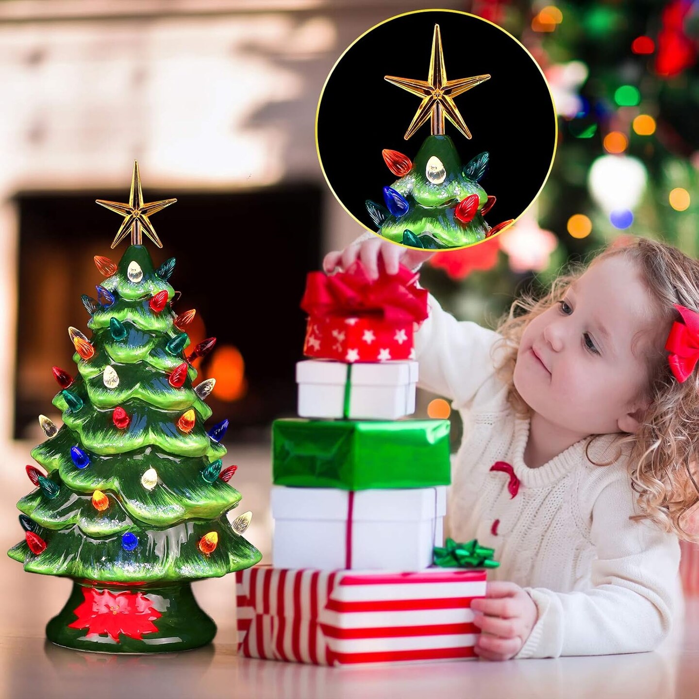 30 Pieces Ceramic Christmas Tree Replacement Lights (	Multicolor) 2.2 x 3.5 inches