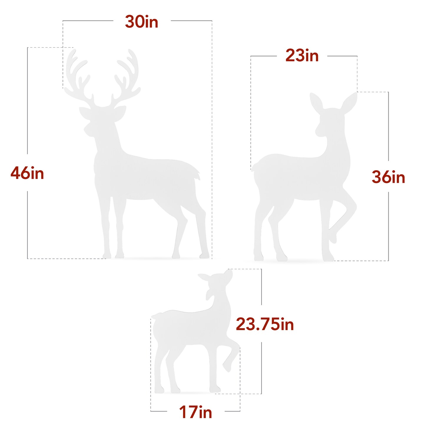 Best Choice Products 3-Piece 46in 2D Deer Family Silhouette Set, Outdoor Christmas Yard Decor w/ Buck, Doe, Fawn