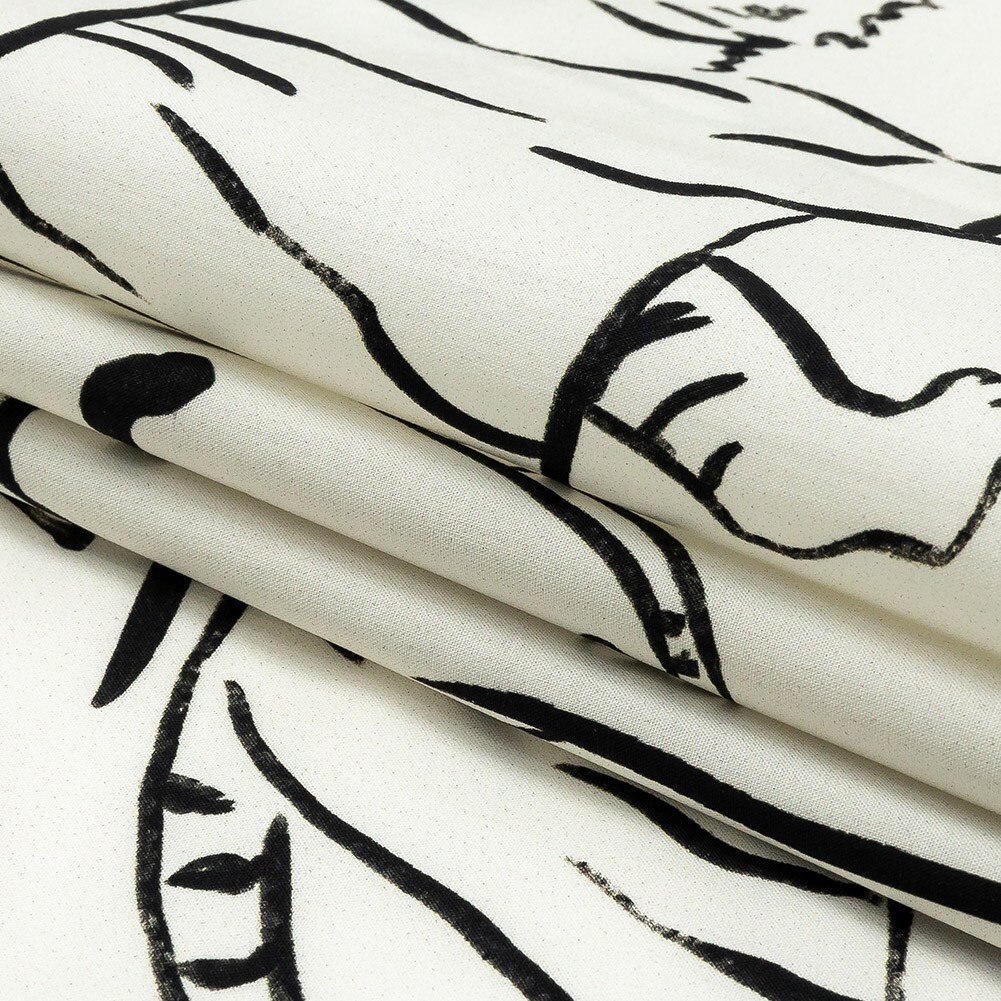 1 Yard Black and White Cotton Poplin - Tiger Animal Print Lightweight Fabric