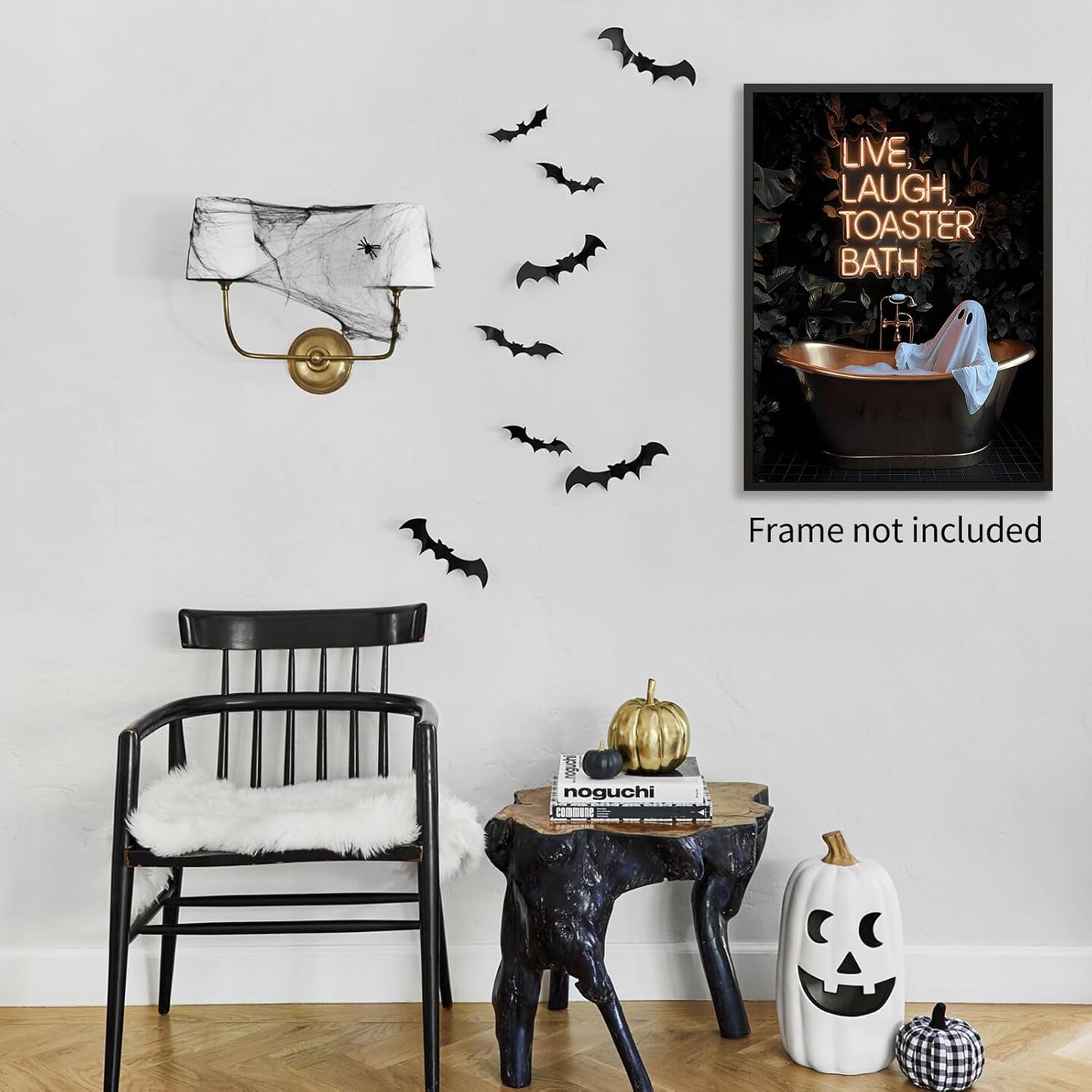 Halloween Wall Art Cute Ghost In Bathtub - 16L" x 12W" (Ghost Unframed)