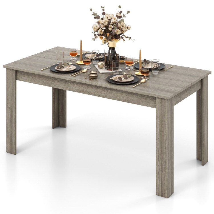 Light Grey Engineered Wood Dining Table 63 inches with Sturdy Design