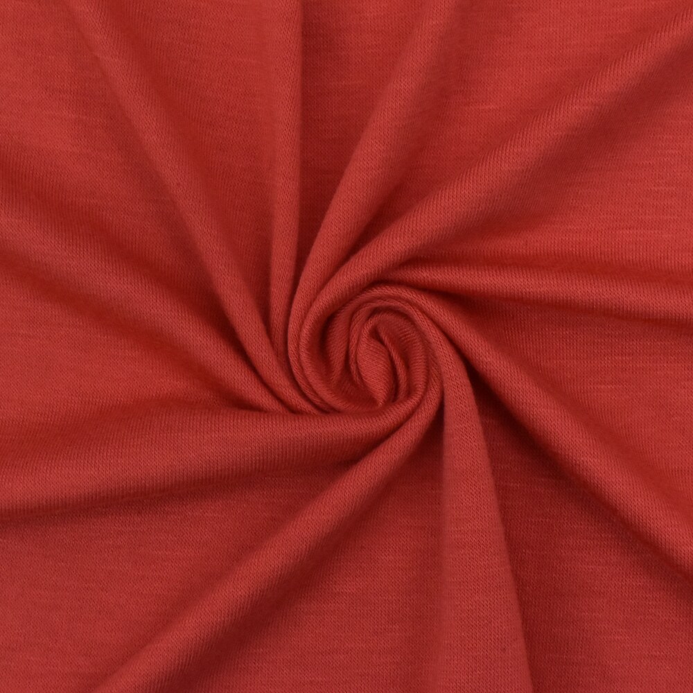 Bright Coral Red Solid Stretch Spandex Bamboo Jersey Knit Fabric By the Yard