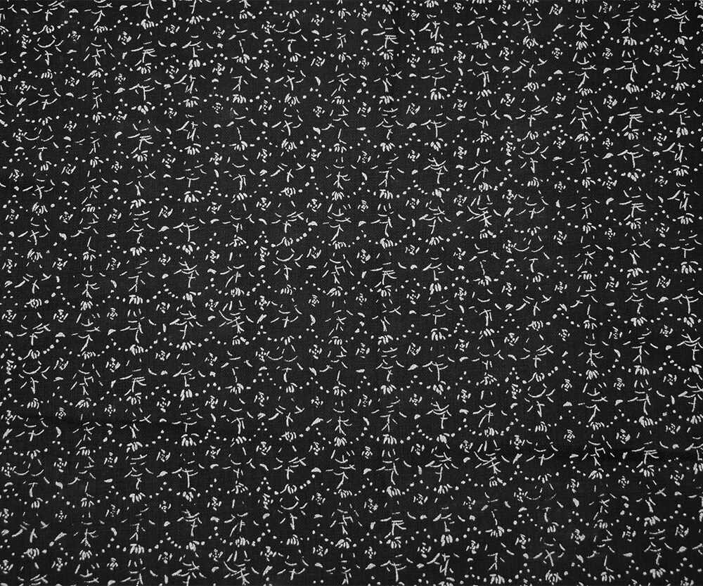Black-White Nani IRO Dainty Abstract Pattern Printed Linen Sheeting Fabric By the Yard