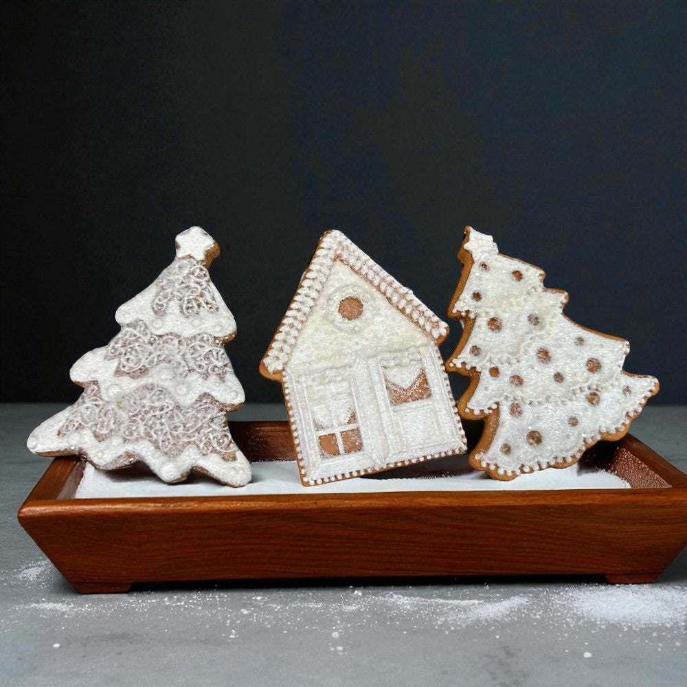 4&#x22; White Iced Gingerbread Cookie Ornament Collection &#x2013; 3 PCS Set