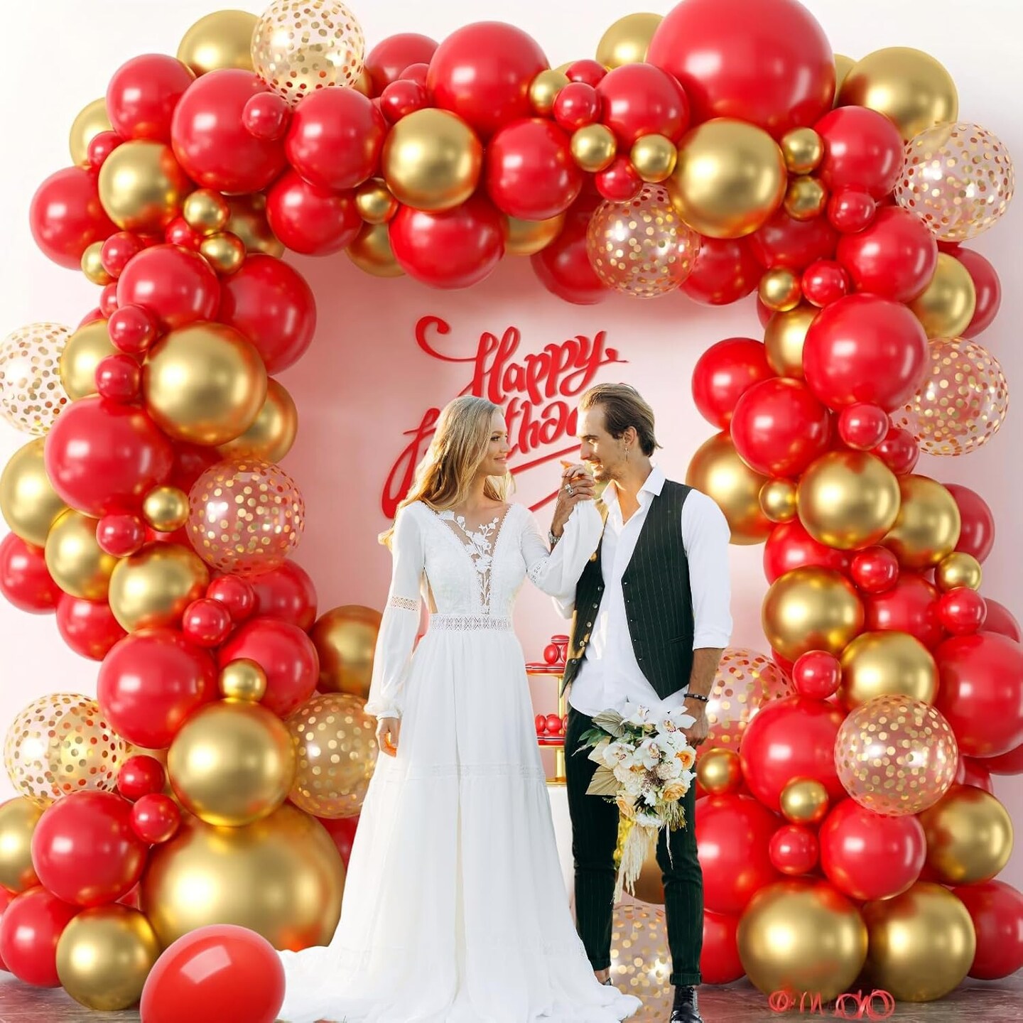 red and gold latex balloons(Red Gold)13.58 x 9.64 x 0.47 inches