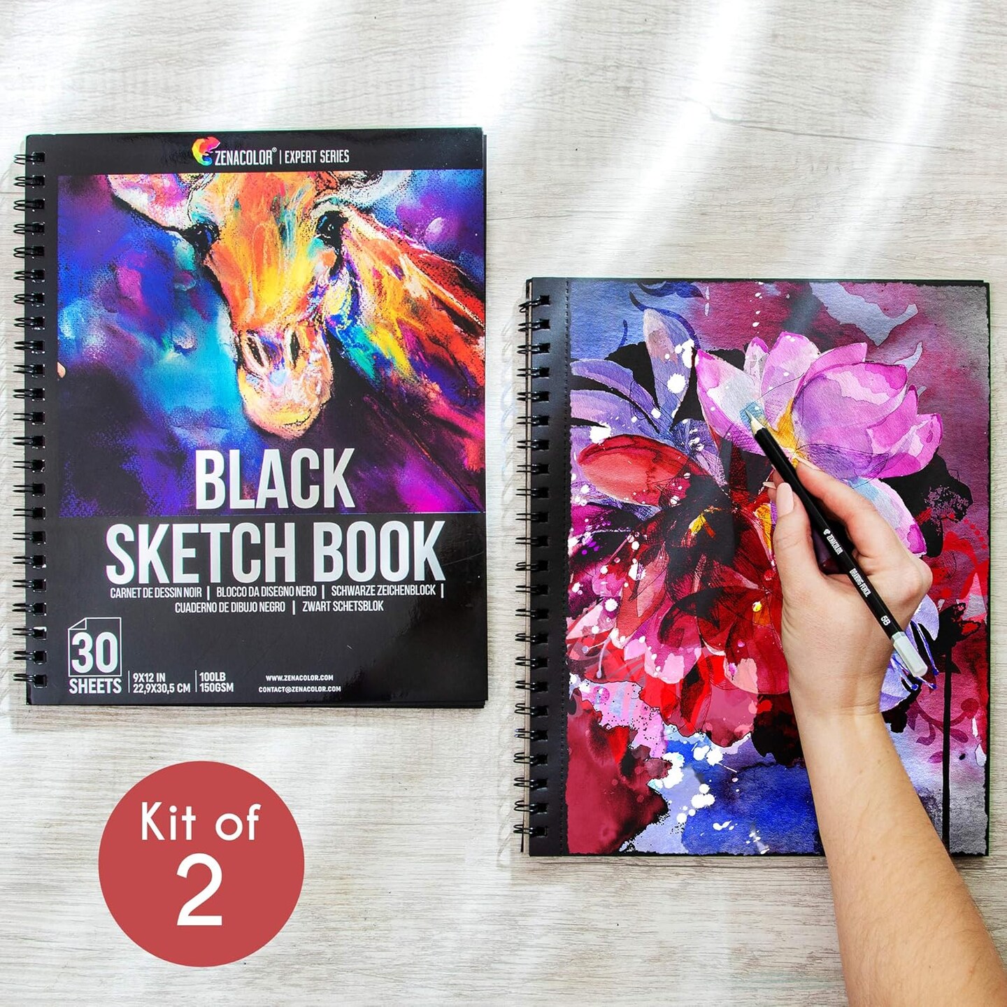 Pack of 2 Black Sketchbook - 9&#x22; x 12&#x201D; (60 Sheets)