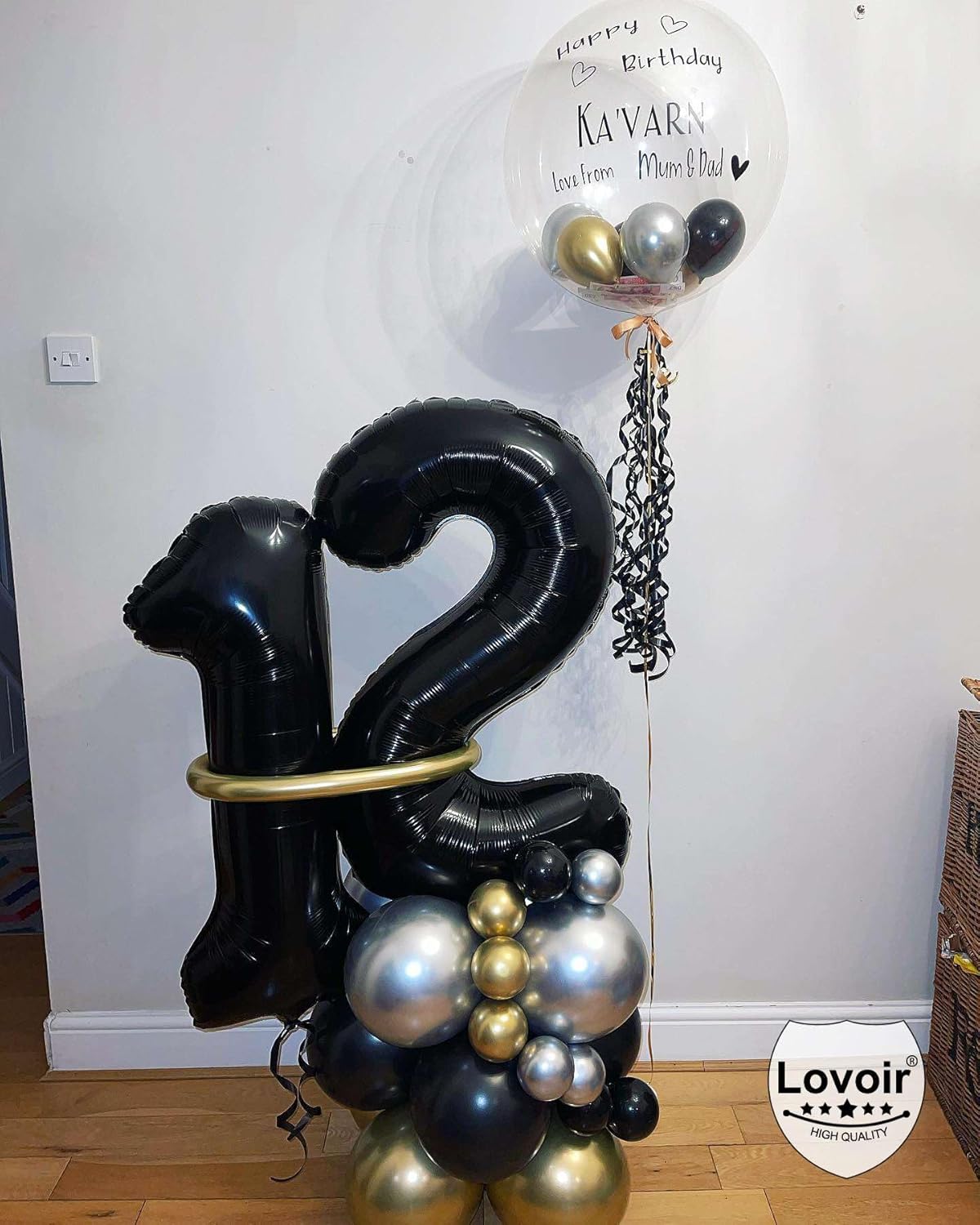 Black 21 Number Balloons, 40 Inch Giant Number 21 Balloons Foil Mylar Helium (Double Number Black 21)