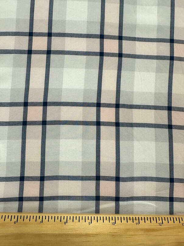 Pink Multi Plaid Print Rayon Lawn Fabric By the Yard