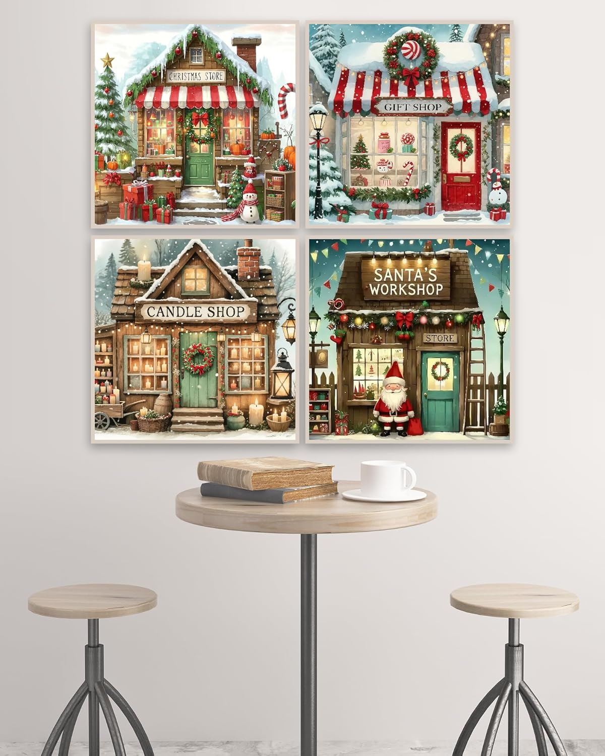 4 Pack Christmas Store Diamond Art Kits for Adults (Christmas-G8924-G8925-G8926-G8927) 10.12 x 10.12 x 0.1 inches