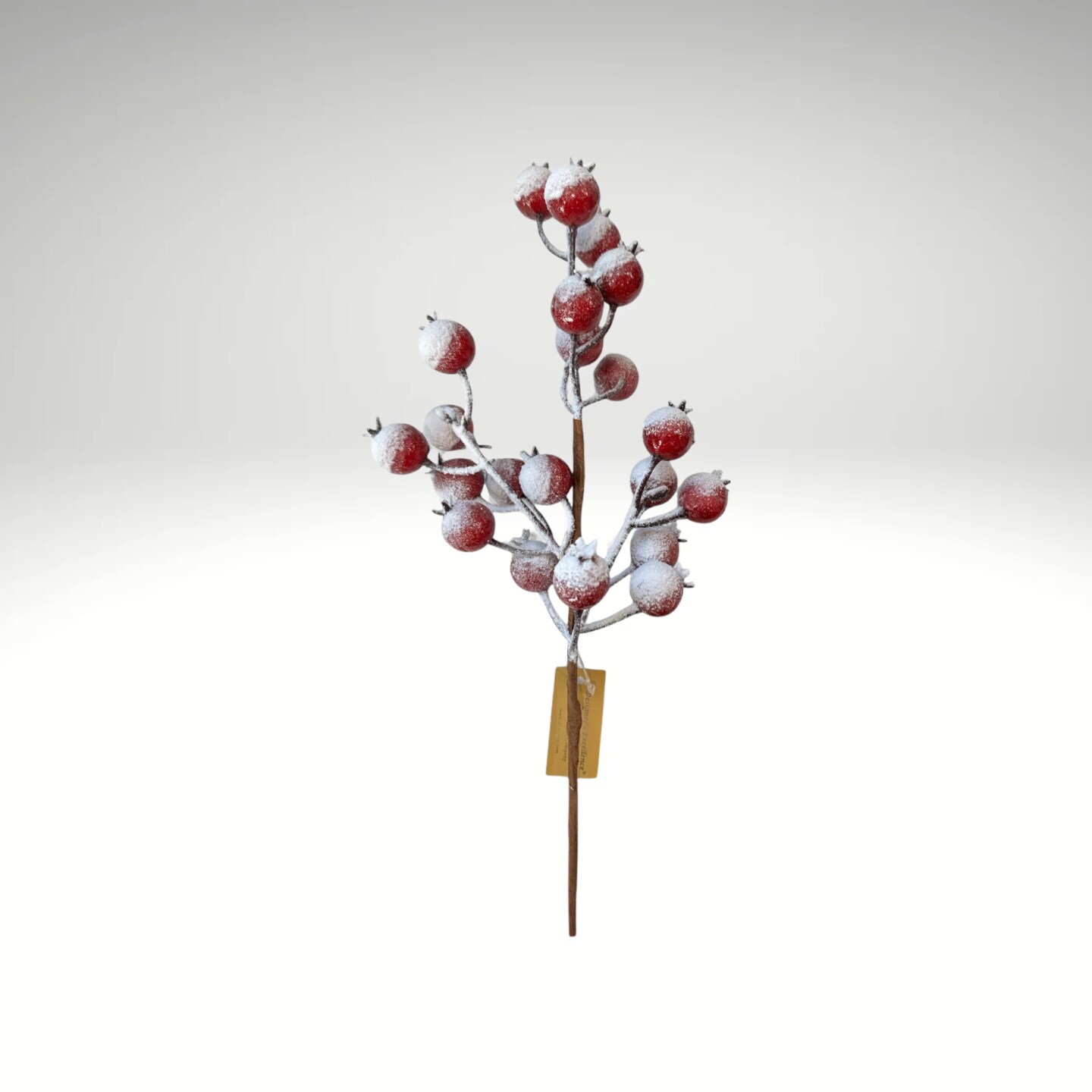 15.5&#x22; Red Snow Crabapple Pick &#x2013; Frosted Faux Berry Stem-224556