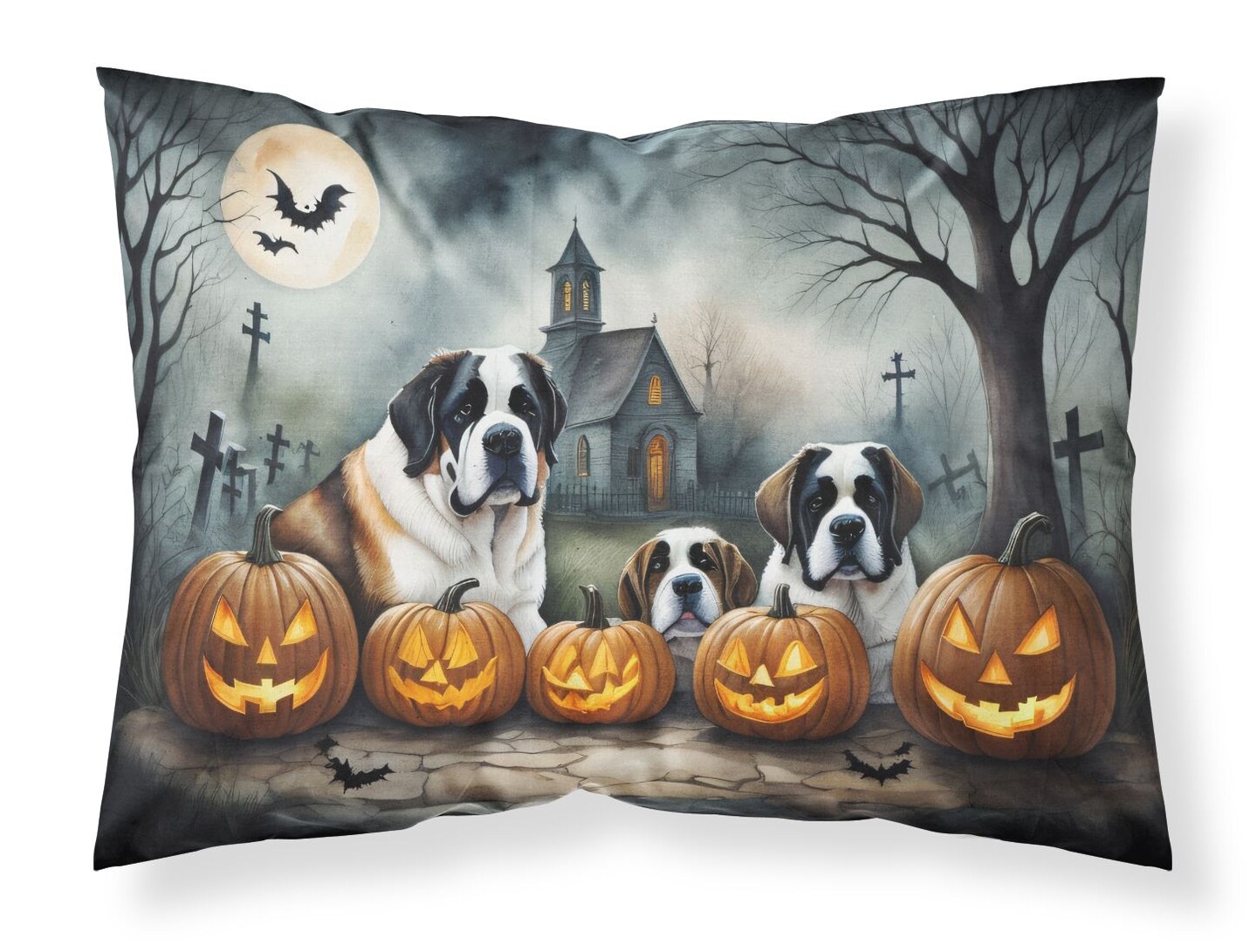 Saint Bernard Standard Pillowcase Spooky Halloween Lightweight Super Soft