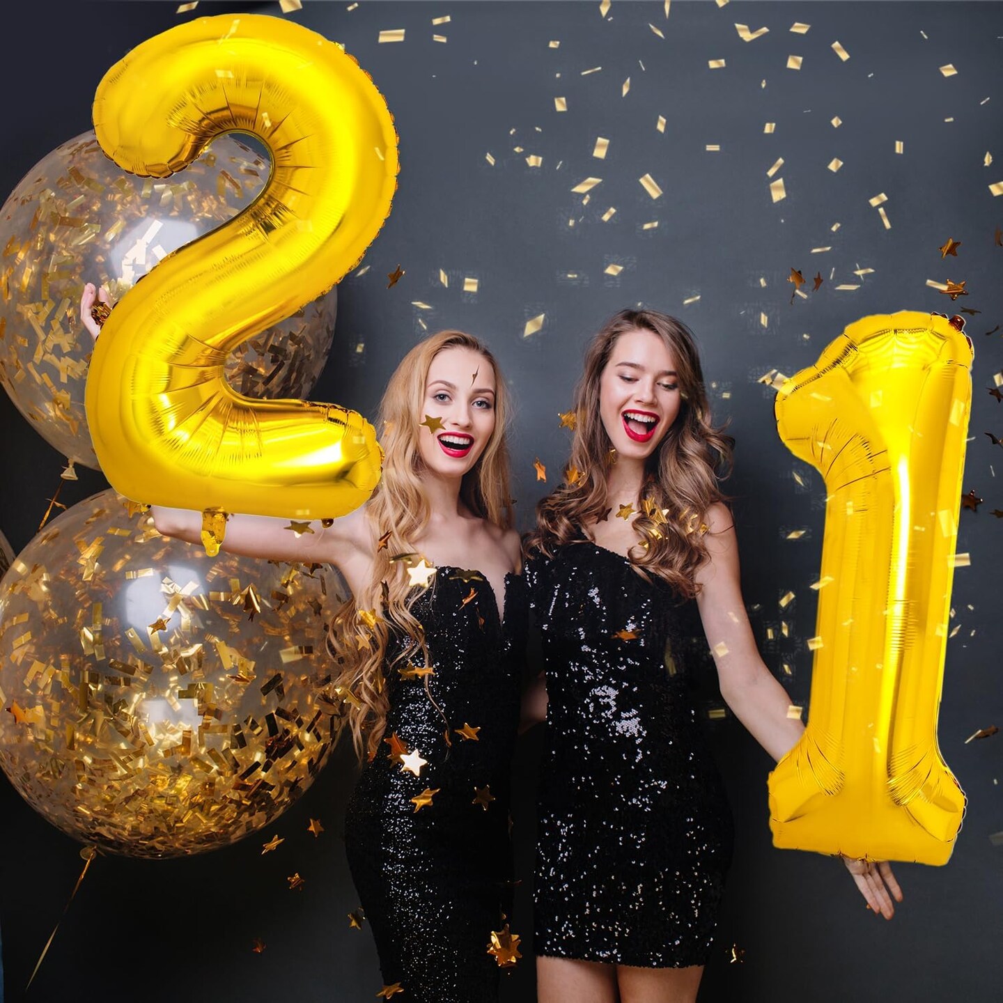 40 Inch 21 Number Balloons Gold Big Giant Jumbo Helium Number Digital 21 Foil Mylar Balloon (Gold 21)
