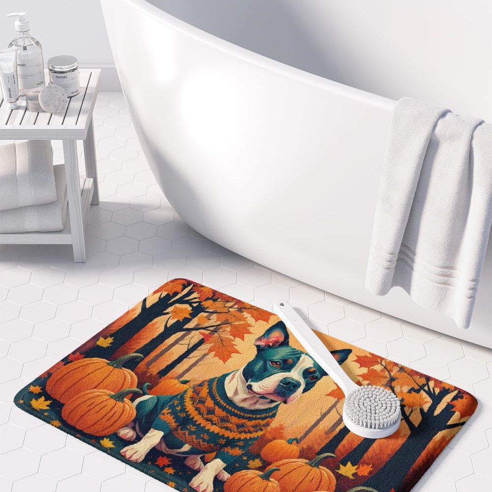 Edge Collections - 19" X 27" - Multicolor - Pit Bull Terrier Memory Foam Kitchen Mat Machine Washable - 1 Piece