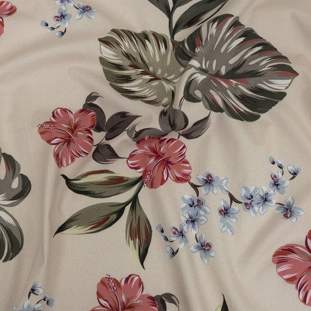 1 Yard Whitecap Gray Painted Paradise Stretch Cotton Twill Fabric