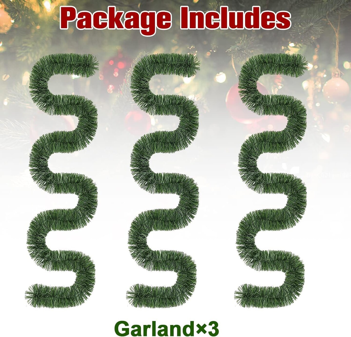 Artificial Non-Lit Soft Green Garlands - Festive Holiday Decor (Green)