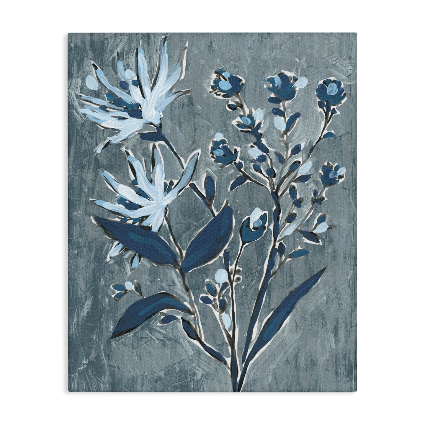 Stupell Industries Navy Blue Flowers Canvas, design by June Erica Vess
