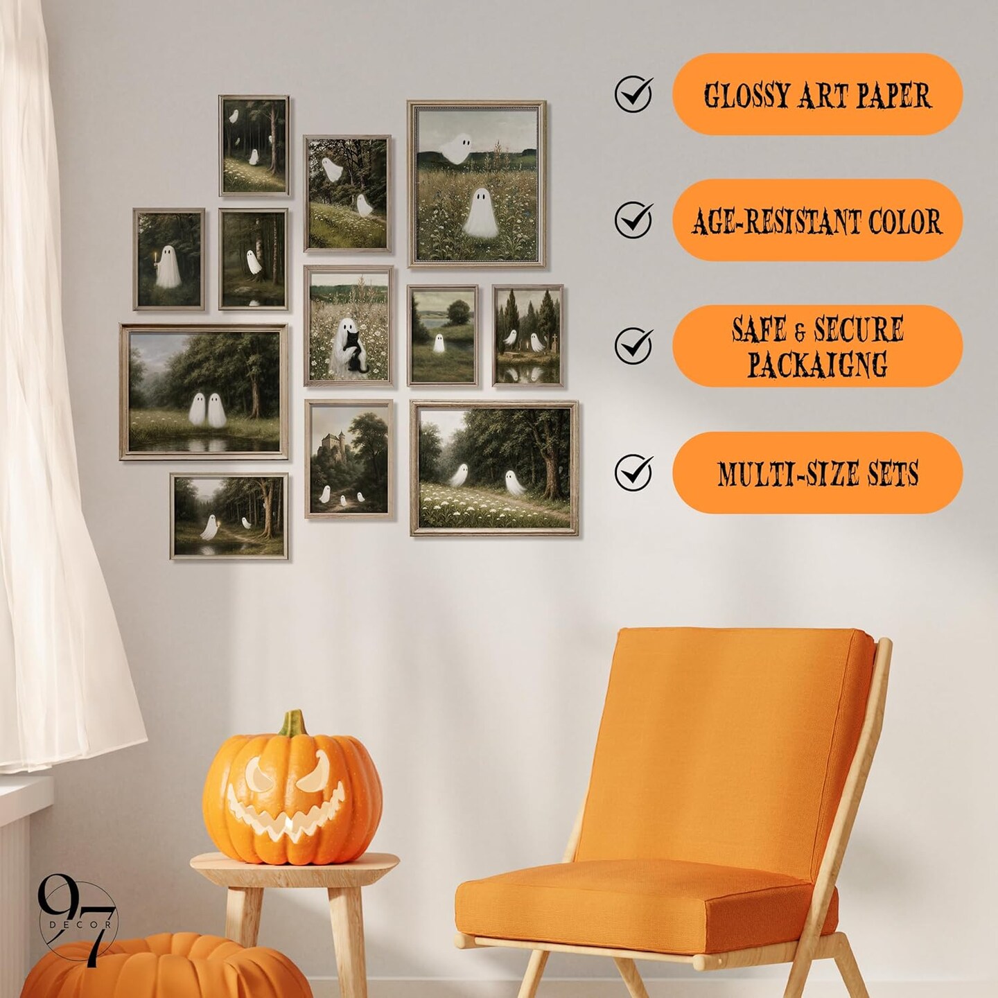 Cute Ghost Pictures Halloween Wall Decor (Unframed)