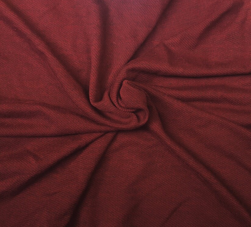 1 Yard Two Tone Burgundy Black Yarn Dye Rayon Cotton Blend French Terry Knit Fabric