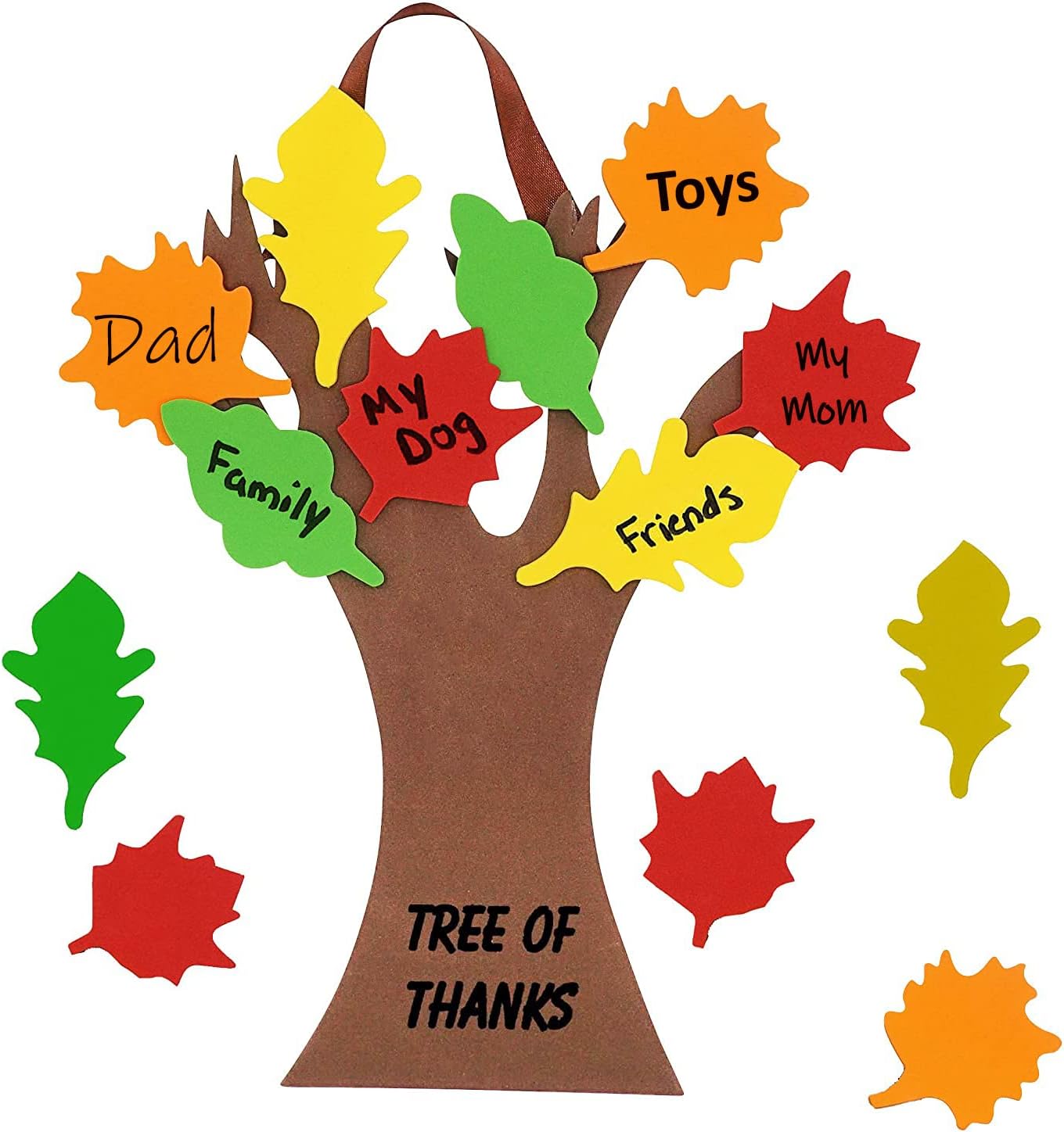 4E&#x27;s Novelty Thankful Tree Craft Kit 12 Pack &#x2013; 11&#x22; Foam Tree of Thanks with Self-Adhesive Leaves, Thanksgiving Crafts for Kids, Fall Gratitude Tree Activity for Classroom, Preschool, and Family Fun