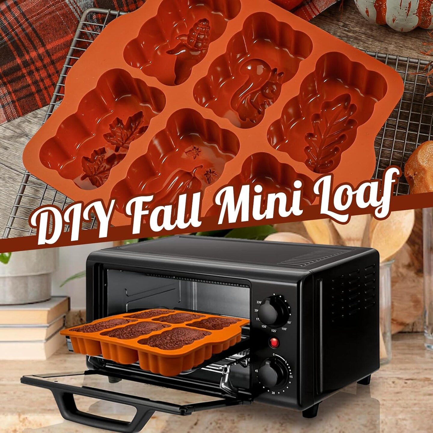 Silicone Harvest Mini Loaf Pan(Brick red)