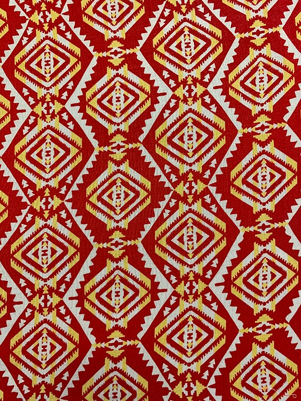 Red Multi Print Rayon Challis Fabric By the Yard