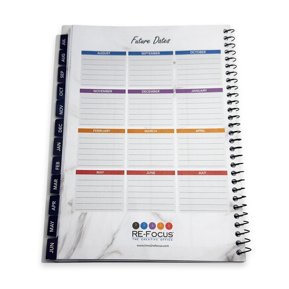 RE-FOCUS THE CREATIVE OFFICE 2025-2026 July through June Academic Calendar Planner – Weekly & Monthly Views with Time Slots | Durable & Portable Design