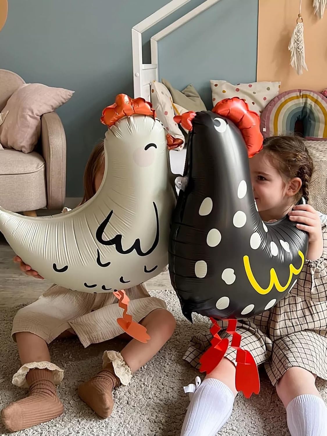 Walking Pet Chicken Foil Balloons (Black White)