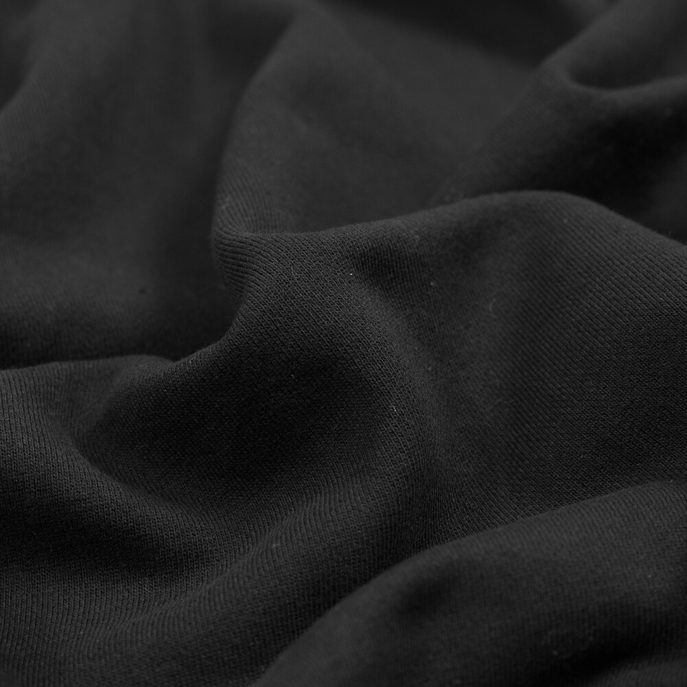 1 Yard Black Cotton Polyester Brushed Fleece Solid Knit Apparel Fabric 60 inch Width