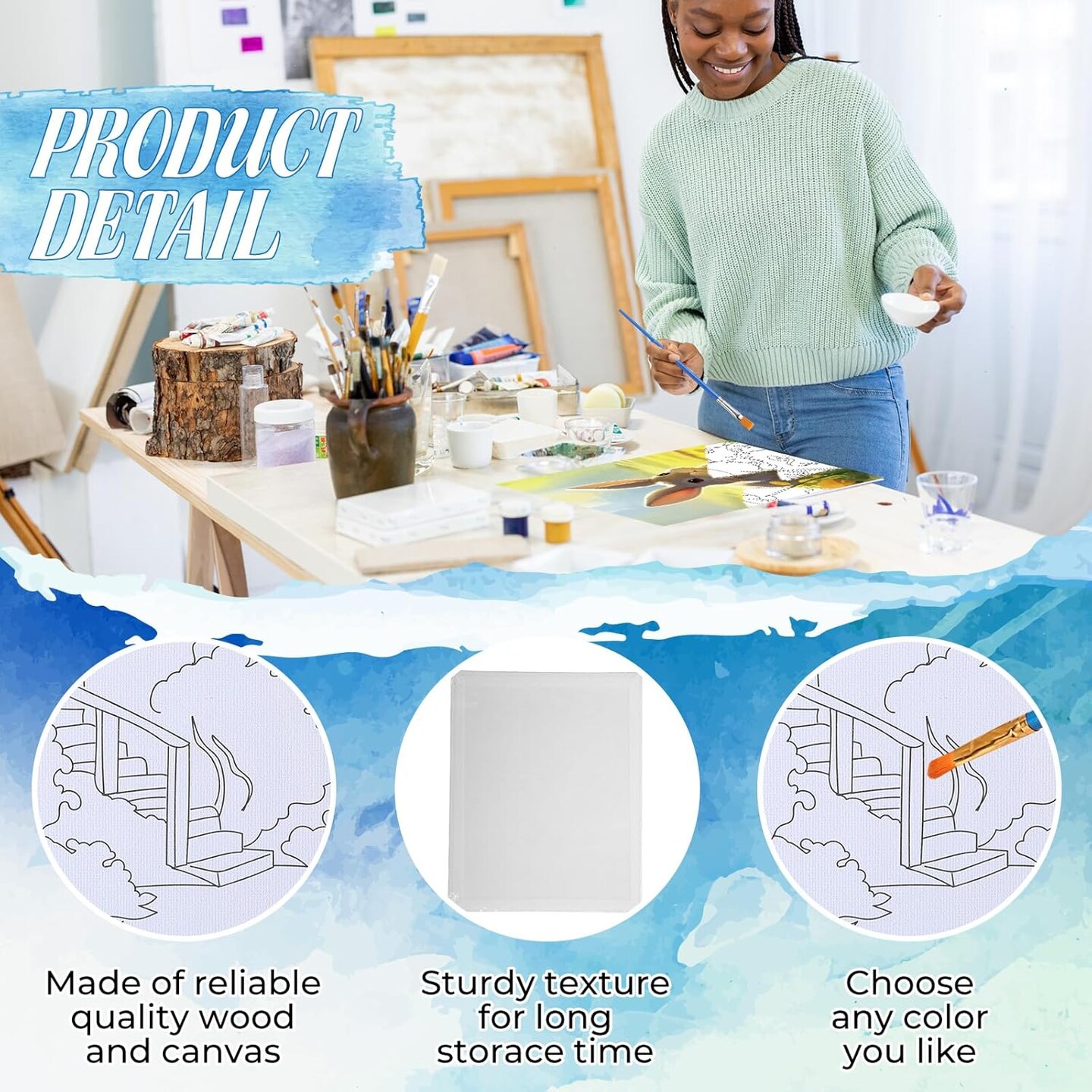 36 Pcs 8 x 10 Inch Pre Drawn Canvas for Painting (Mixed Style)