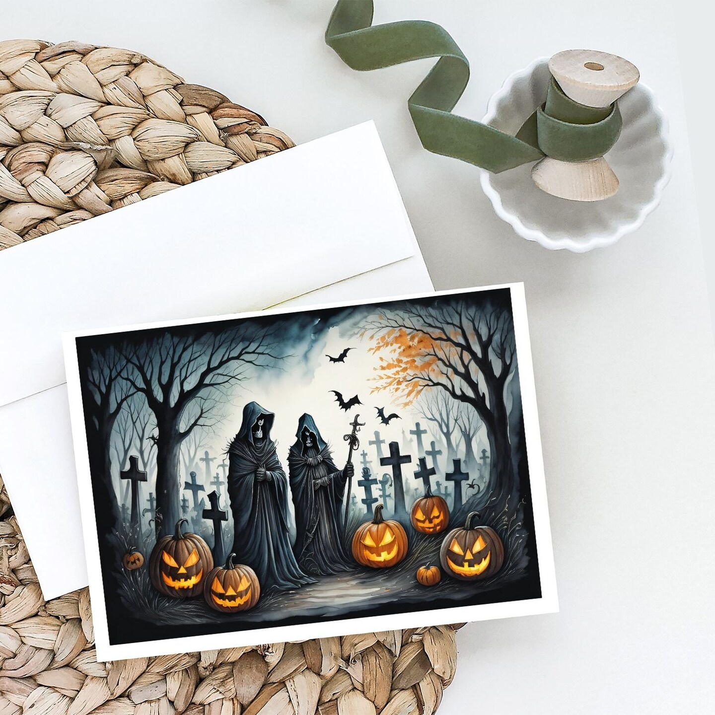 Edge Collections - 5" x 7" - Multicolor - Halloween Greeting Cards Blank Cards with Envelopes - 8 Pieces