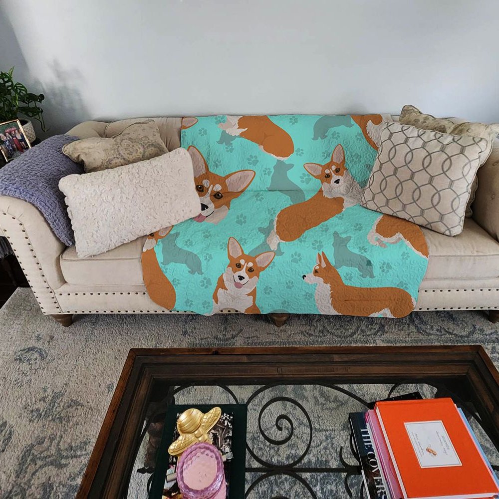 Edge Collections - 50" x 60" - Multicolor - Pembroke Corgi Quilted Blanket - 1 Piece