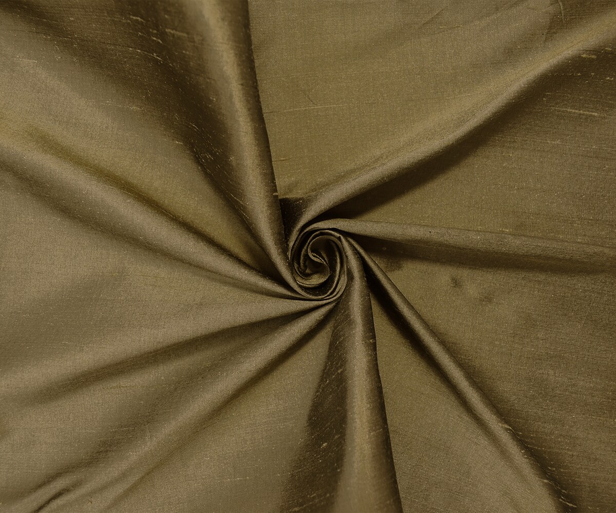 Taupe Brown-Black Beige Silk Iridescent Dupioni Woven Fabric By the Yard