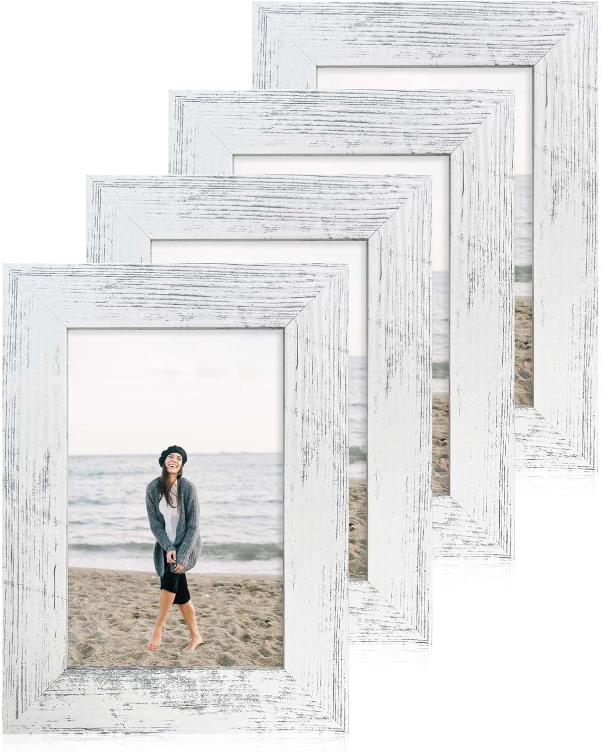 4x6 Picture Frame Set of 4(Distressed White)6