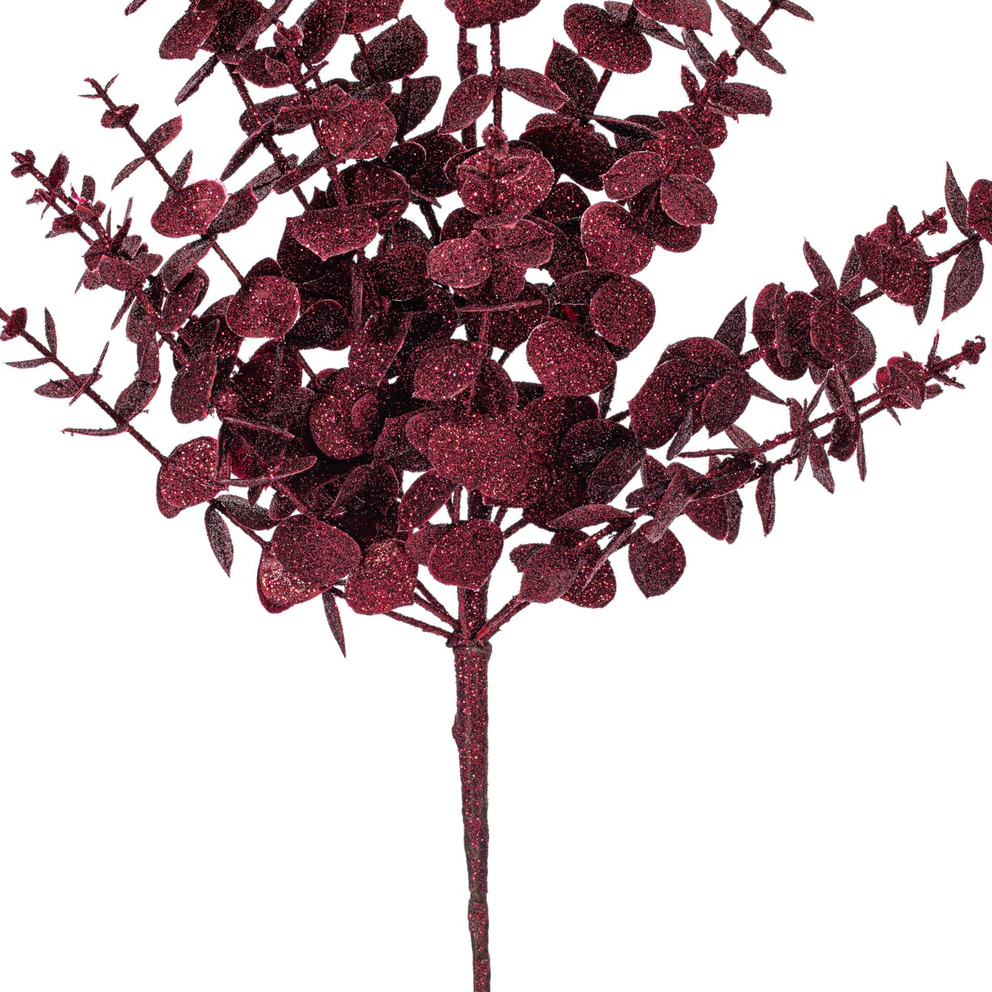 Vickerman 28" Burgundy Artificial Eucalyptus Glitter Spray 2 per bag.