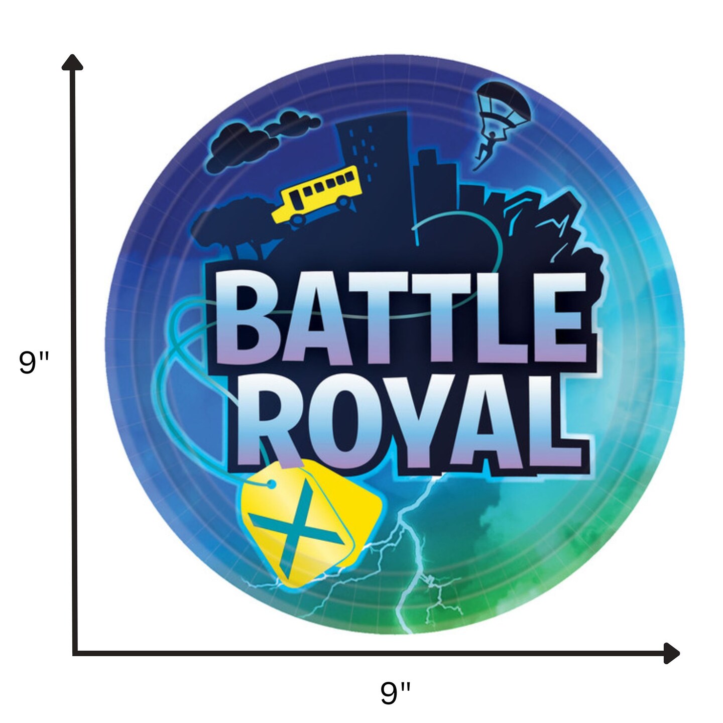 Battle Royal Party Plates 9" – Pack of 8 Durable Multicolor Paper Plates for Birthdays, Gaming Parties & Events