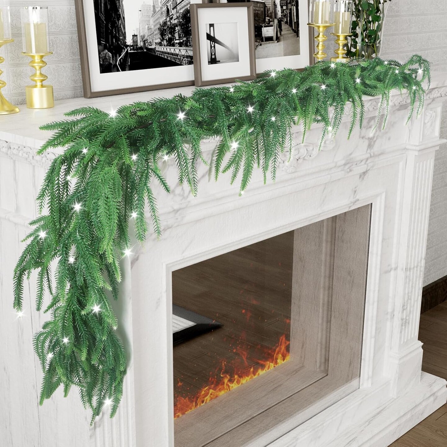 Norfolk Pine Garlands with Light String (Norfolk Pine Garland)