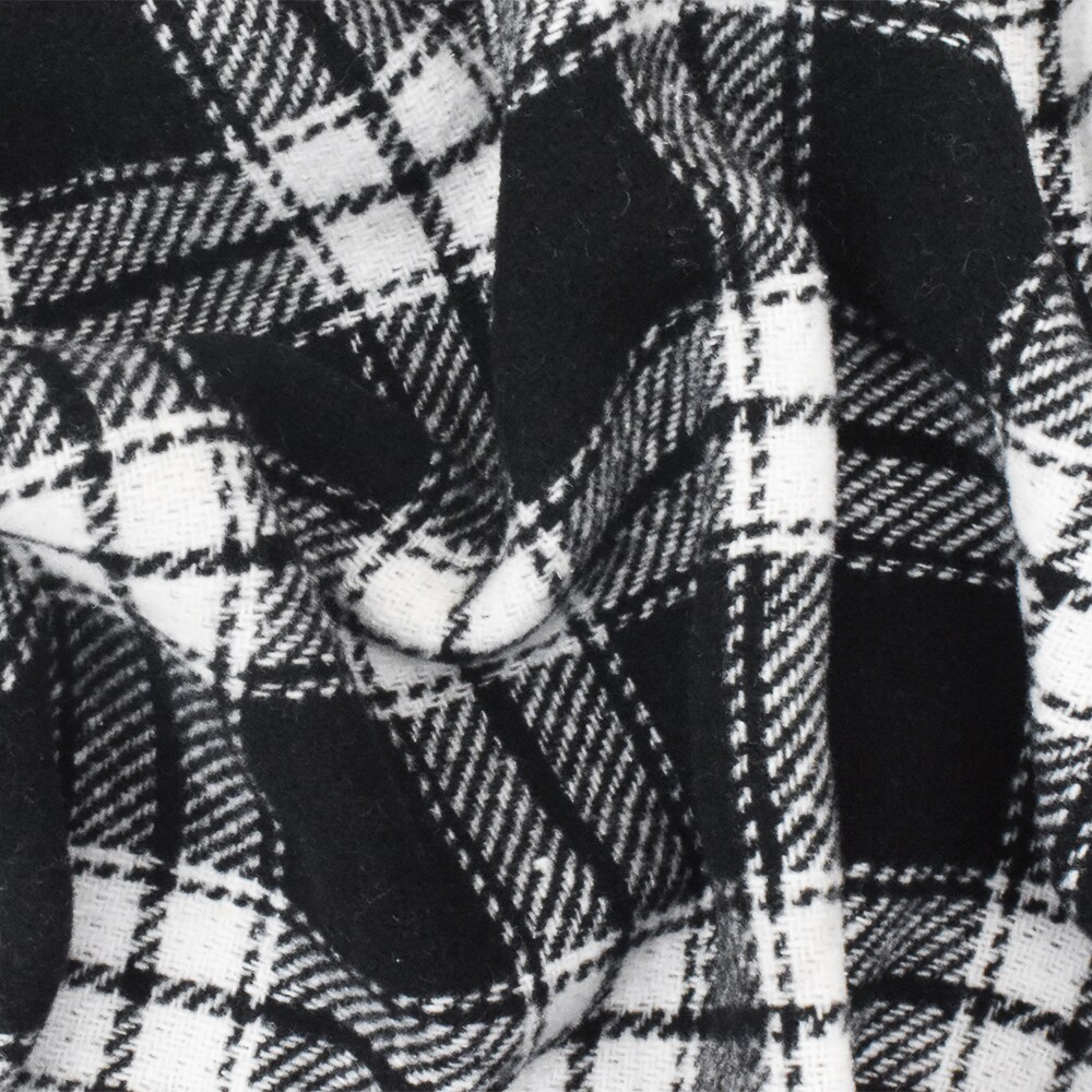 Black-White Famous Designer Poly Blend Double Face Plaid Woven Fabric By the Yard