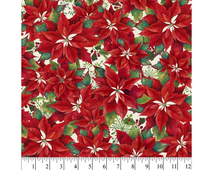 Poinsettias Cotton Fabric Fat Quarter | Sewing | Crafting | Quilting | 21 inches wide