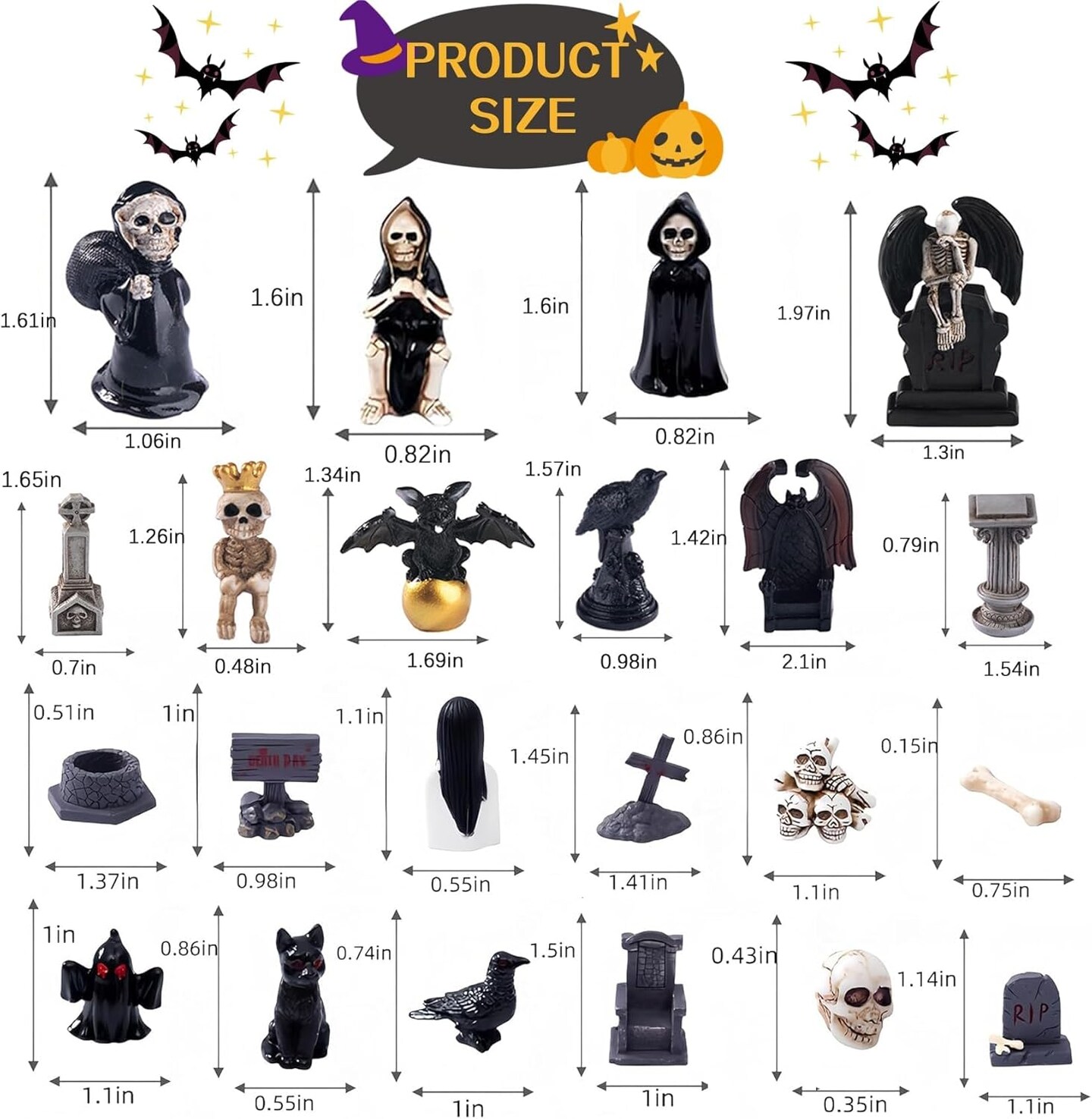 30 Pcs Halloween Miniature Figurines