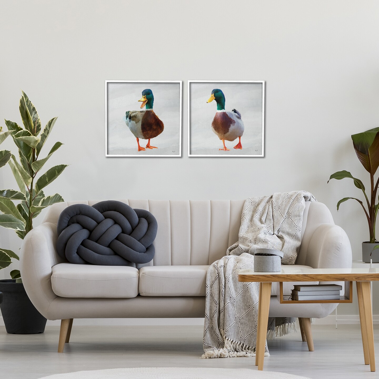 Stupell Industries Pair of Squawking Ducks 2pc Framed Giclee Set, design by Renel Peters