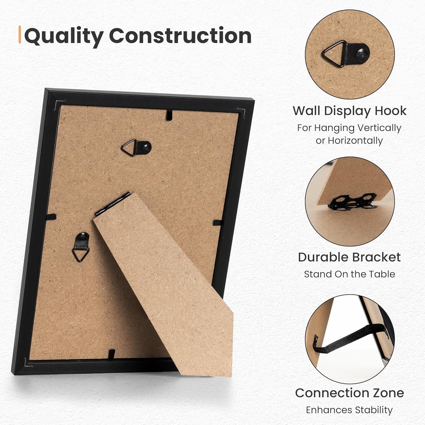 (Black, Pack of 6)5x7 Picture Frame, 5x7 Photo Frame with High Definition Plexiglass(Black) 6&#x22;L x 4&#x22;W