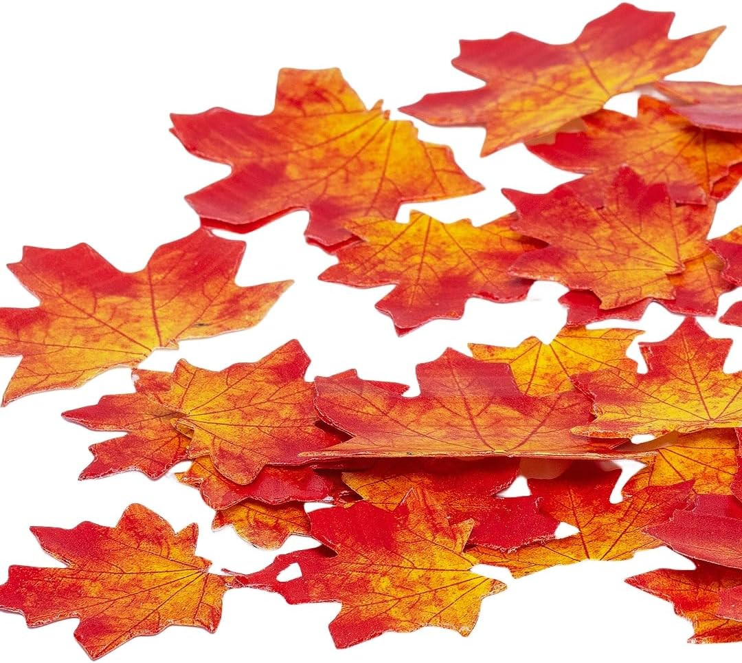 Edible Fall leaves Gold 90pcs Cupcake Toppers Autumn Maple Leaves (Gold Fall leaves90&#xFF08;2&#xFF09;)