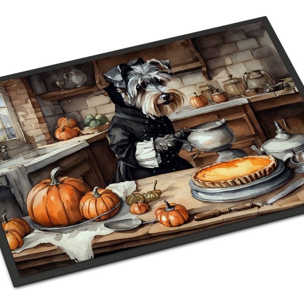 Edge Collections - 18&#x22; x 27&#x22; - Multicolor - Schnauzer Fall Kitchen Pumpkins Doormat Non Slip Washable Rug - 1 Piece